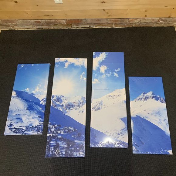 My Easy Art Other - Ski on Colorado Snow Mountain Wall Art / 4 piece panels